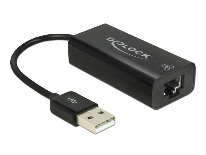 DeLOCK Adapter USB 2.0 Typ-A Stecker zu RJ45 Buchse 62595