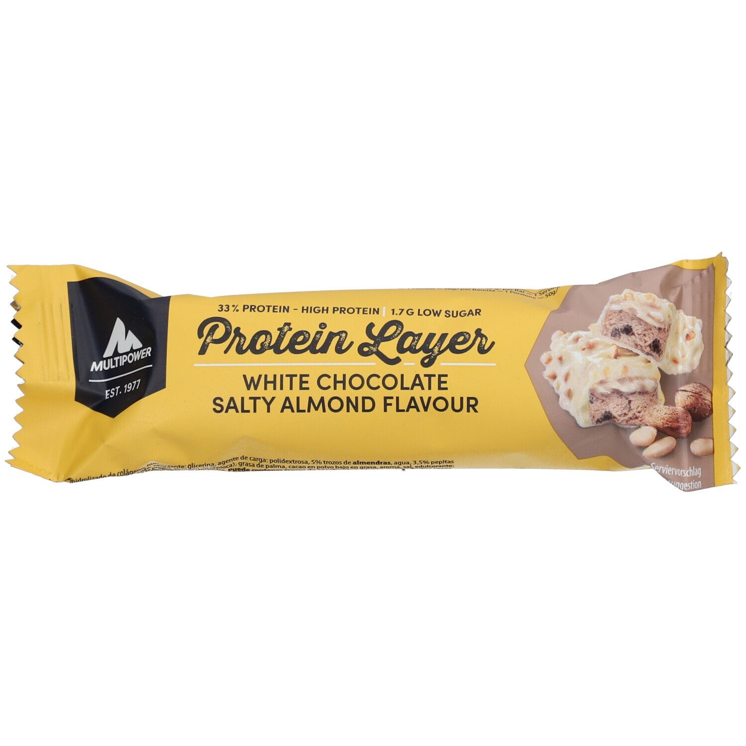 Multipower Protein Layer White Chocolate Salty Almond 50 g Riegel