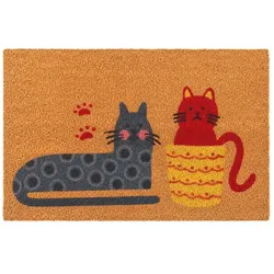 Relaxdays Kokos Fußmatte Tiere 60x40 cm Grau,Hellbraun,Rot