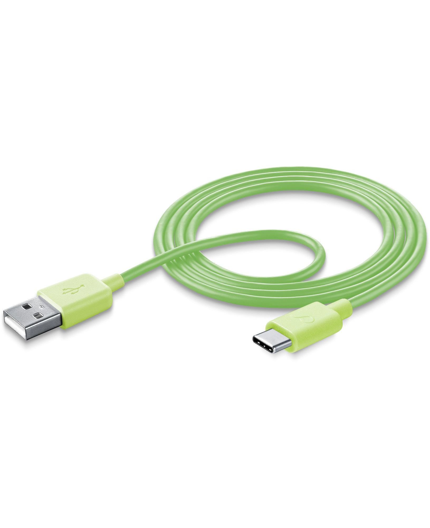 Cellular Line Stecker USB A auf USB C 1 m Stylecolor Cable (Grün) USBDATATYCSMARTG