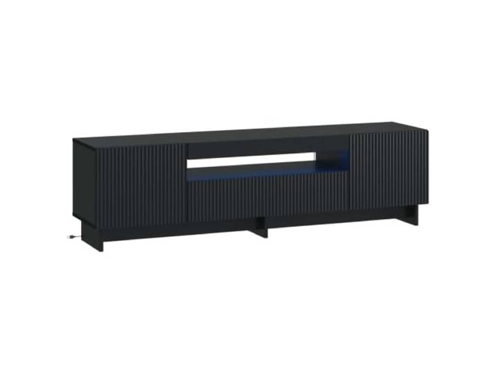 GKHPYURE TV-Schrank mit LED, schwarz, aus Holz, mit umkehrbaren Türen Integrierte LED-Leuchten, 90 ° umkehrbare Türen, platzsparendes Design, Holz, feuchtigkeitsbeständig
