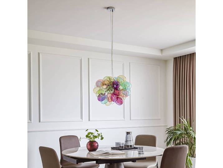 Glas Hängeleuchte Diborah Lucande, dimmbar, Multicolour, für Wohn- / Esszimmer, Glas, Design