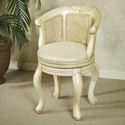 Touch of Class Cassandra Vanity Chair Antique Ivory , Antique Ivory