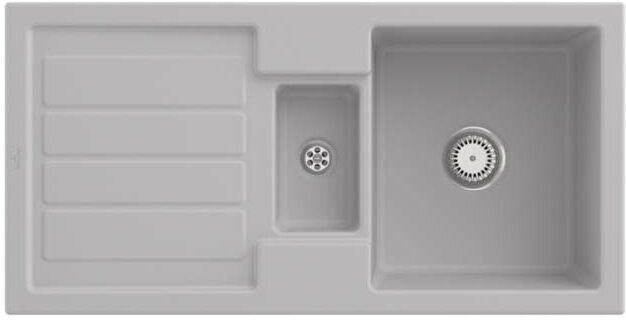 Villeroy und Boch Villeroy & Boch Flavia Einbauspüle 330401SM mit Ablaufgarnitur und Handbetätigung, Steam