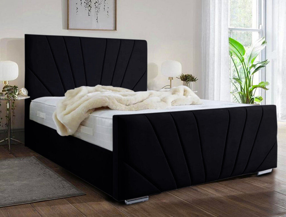 Etta Avenue Ebenezer Upholstered Bed Frame Black Kingsize (5')