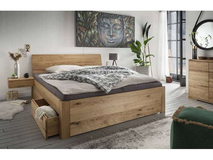 Doppelbett mit Schubkästen 'Cleveland I' 180x200cm Wildeiche geölt