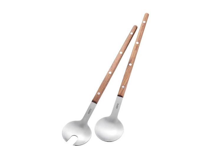 Salatbesteck GEFU Fligo 2-teilig , braun (braun, silberfarben), Edelstahl, Kochbesteck-Sets, Salatbesteck