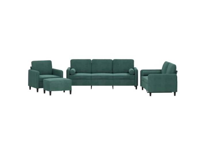 Coespram 4-tlg. Sofagarnitur Dunkelgrün Samt Couch Set mit Hocker Bequeme Polstermöbel fürs Wohnzimmer mit dicker Schaumstofffüllung und stabilem Metall-Sperrholz-Rahmen für hohen Komfort.