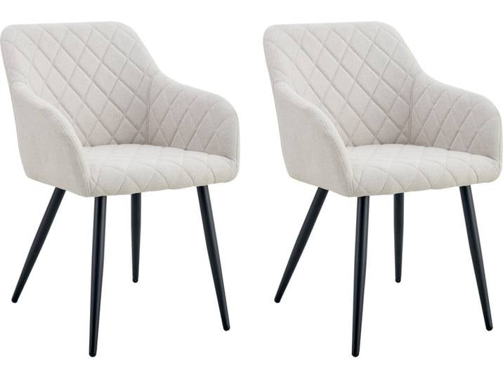 MID.YOU Stuhl 2er-Set LEA, creme, Polyester