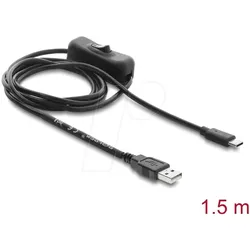 DELOCK 81659 - USB Stromkabel A Stecker / C Stecker mit Schalter 1,5 m