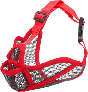 Inspire Curations AirComfort Frenchie Muzzle Breathable Short Snout Dog Muzzle For Safe Outdoor Control red m