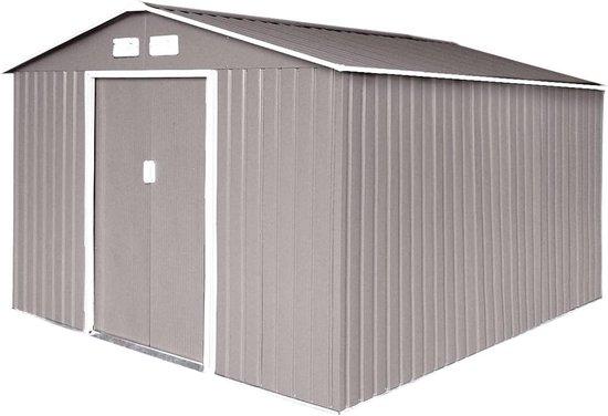 Famanu Metall-Gartenschuppen mit Satteldach 277 x 319 x 192 cm in Hellgrau