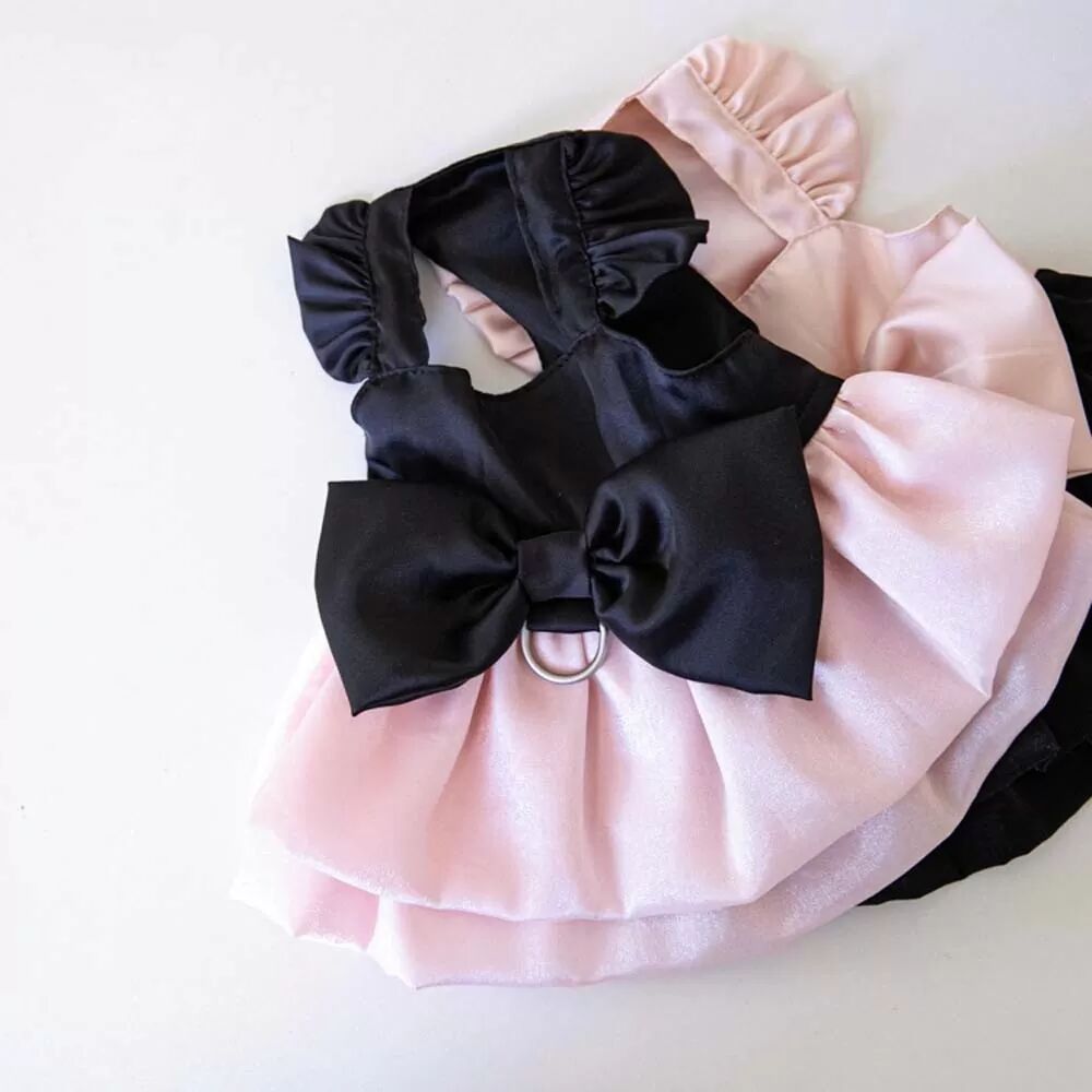 INF Zweifarbiger Kleid kompatibel mit Leine für Haustiere – Stilvoll und Bequem für Katzen und Hunde Rosa XS