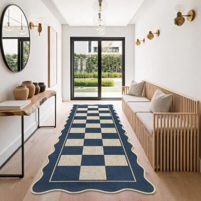 Garvee Modern Geometric Scalloped Easy Jute Area Rug