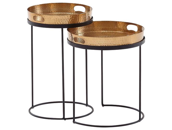 Beistelltischset 2er-Set Goldfarben/Schwarz
