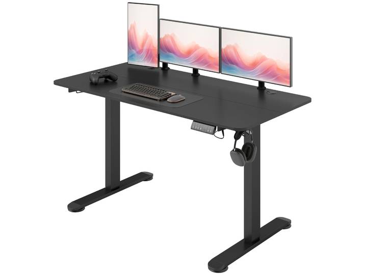 Vinsetto Höhenverstellbarer Schreibtisch 140 x 70cm Computertisch, Schwarz