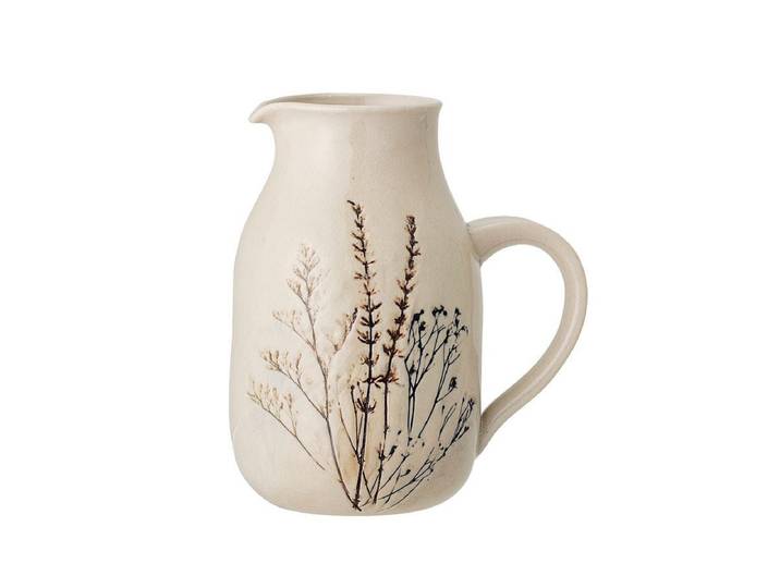 Krug Elva – handbemaltes Steingut mit Blumenmotiv - Naturton - Luxusbetten24