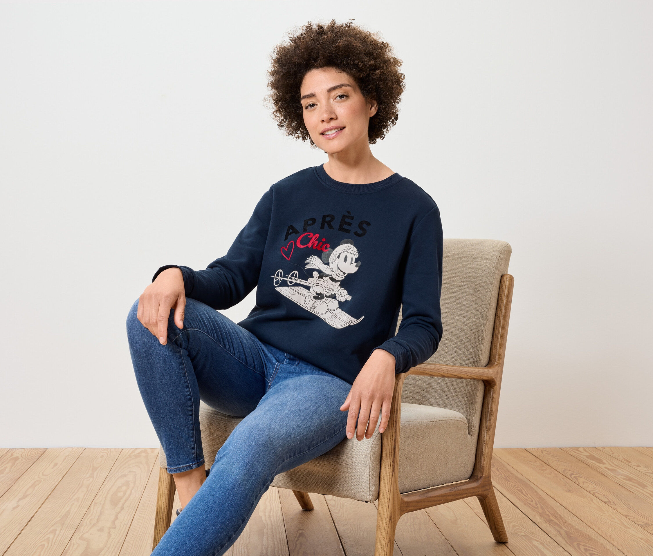 Tchibo - Sweatshirt »Mickey Mouse« - Damen - Gr. L - dunkelblau/print