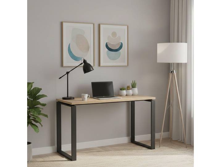 Pierrot - Bureau\, 120x60x76h cm Chêne Marron\, Structure Grise