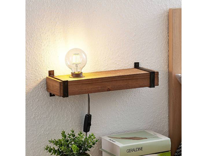 Wandleuchte Sverina Lindby, Holz dunkel, für Wohn- / Esszimmer, Holz, Landhaus / Rustikal