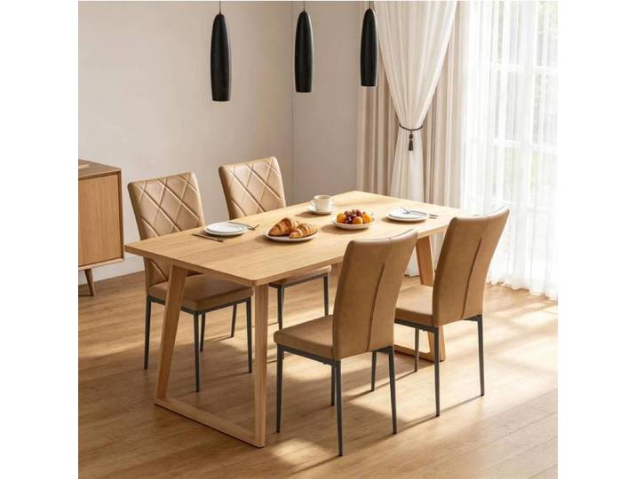 Chaise Salle A Manger Lot De 4 Marron Chaise Cuisine Dossier Haut FloraGrace Pour Salle A Manger A Monter Soi-Meme 42x94 5x59cm