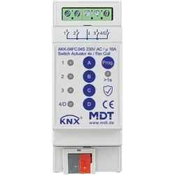 MDT AKK-04FC.04S KNX Schaltaktor 4-fach, 2TE REG, 16 A, 230 V AC, Kompakt, 70μF, Fan coil, Secure AKK04FC04S