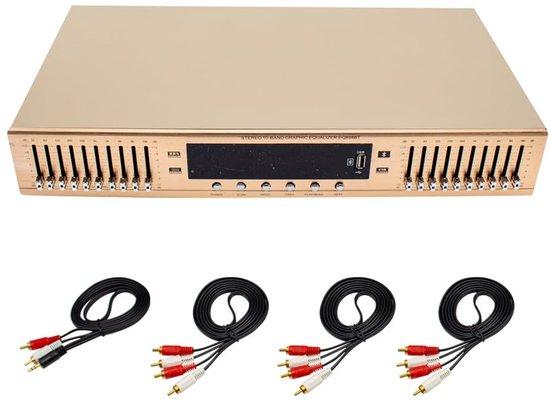 Digitaler Stereo-Equalizer - Goud - 43 x 23 x 6,5 Zentimeter - USB-Anschluss - Vorverstärker-Equalizer - Komponente für Heim-Audioverstärker