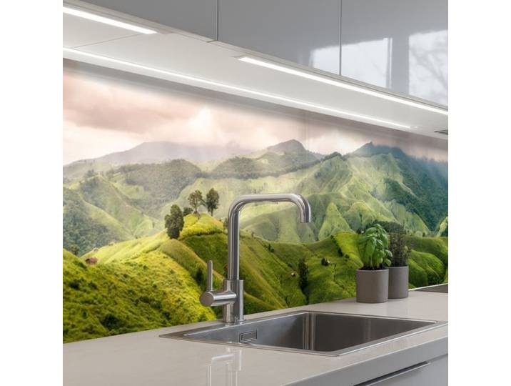 KitchenYeah crédence de cuisine Paysage Collines Vert 300x60cm