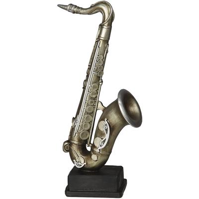 Dekofigur AMBIENTE HAUS "Saxophon Figur S", silber (antik, silberfarben), B:5cm H:12cm T:4cm, Polyresin, Dekofiguren