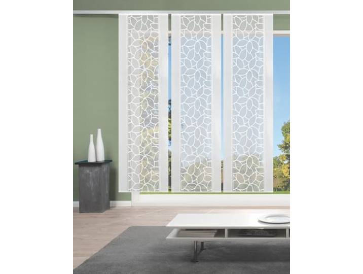 Home Fashion 88634 3er-Set SCHIEBEGARDINEN Jacquard, weiß, 245x57 cm