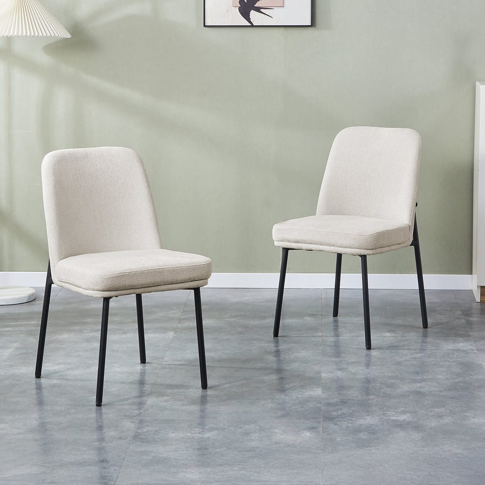 MOBILIER DECO  Lot de 2 chaises en tissu beige pieds en métal noir Beige 48x81x48cm