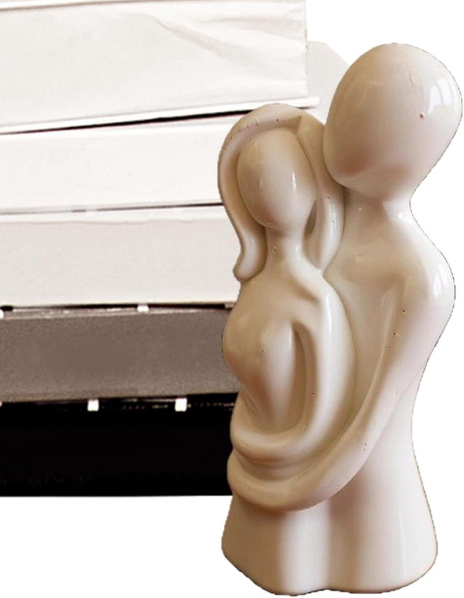 Abstract Liefdesbeeld Paar Wit - Romantisch Design - Hoogte: 12 cm