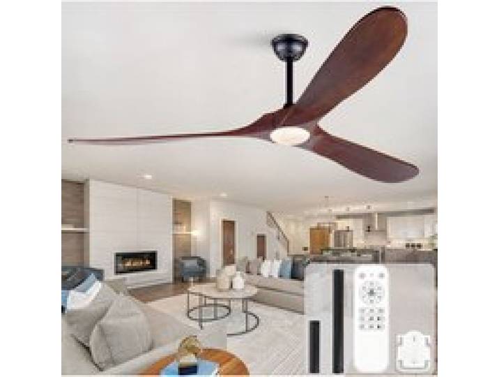 Ventilateur de plafond 70 pouces avec éclairage LED télécommande noyer foncé et noir
