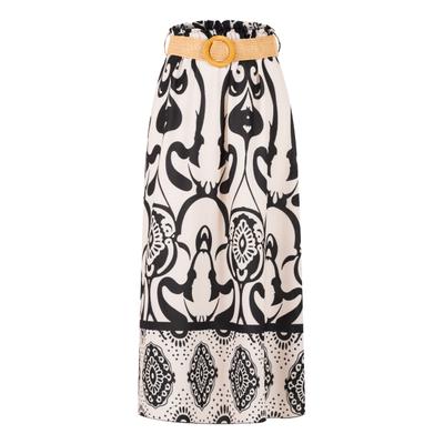 Maxirock CLOUD 5IVE "CLOUD 5IVE Barock Skirt", Damen, Gr. XS, schwarz-weiß (schwarz), 95% Polyester, 5% Elasthan, loose fit, Röcke Maxirock