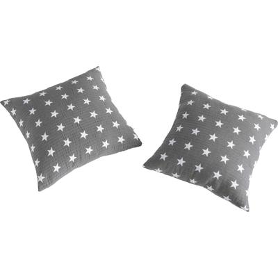 Dekokissen OTTO HOME "Yolanda Kissenhülle im Sterne Design", grau (anthrazit, sterne), B:50cm L:50cm, Obermaterial: 50% Baumwolle, 50% Polyester. Füllung: 100% Polyester, Dekokissen_Sitzkissen_Kissenhüllen, mit Steppung