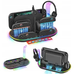 JYS Stacja Ładująca Rgb + Organizer Do Nintendo Switch 2 Ns 2 Joy-con Pro Pad / Jys-ns2322-v1 / Czarny (Switch), Weiteres Gaming Zubehör, Schwarz