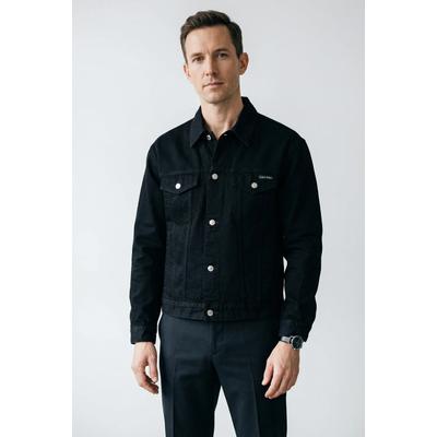 Jeansjacke CALVIN KLEIN JEANS "90S CK CLASSIC BLACK TRUCKER", Herren, Gr. XXL, schwarz (ck classic schwarz), Denim/Jeans, Obermaterial: 100% Baumwolle, unifarben, klassisch normal, Rundhals, eingesetzt angesetztes Bündchen, Jacken Jeansjacke,...