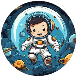 Essbares Papier: kleiner Astronaut und Planeten, 19,5 cm