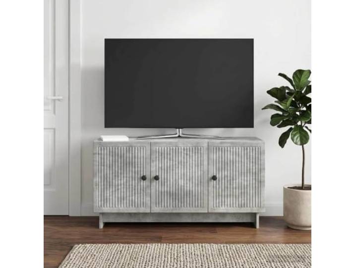 TV-Schrank 99 x 34,5 x 50 cm Betongrau Holzwerkstoff mit Pendeltüren Moderner TV-Schrank, Betongrau, Holzwerkstoff, 99x34,5x50 cm, Pendeltüren, Regale, pflegeleicht