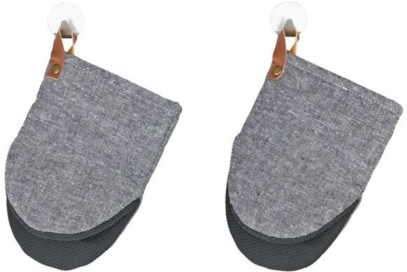 Topfhandschuhe WENKO "Modell Ada Mini", grau (grau, schwarz), B:14cm H:19cm L:5cm, Baumwolle, Topflappen, Topfhandschuhe, kleine Ofenhandschuhe, Handflächen aus Neopren, Baumwollinnenseite grau, schwarz Einheitsgröße