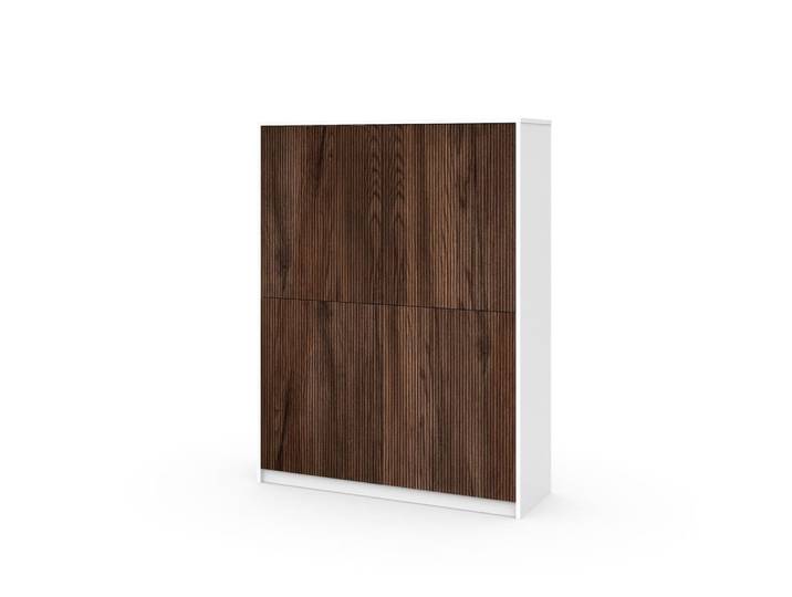 Buffet haut en mélamine et MDF blanc/chêne Rio