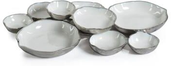Zodax Cluster of Nine Round Serving Bowls with White Enamel Interior