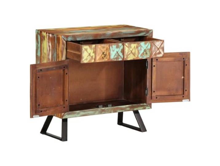 GFMGUEMV Schubladenschrank Mehrfarbig 70x35x70 cm aus Massivem Altholz Retro-Design, ergonomische Griffe, vielseitiger Stauraum, robuste Konstruktion, einzigartige Optik
