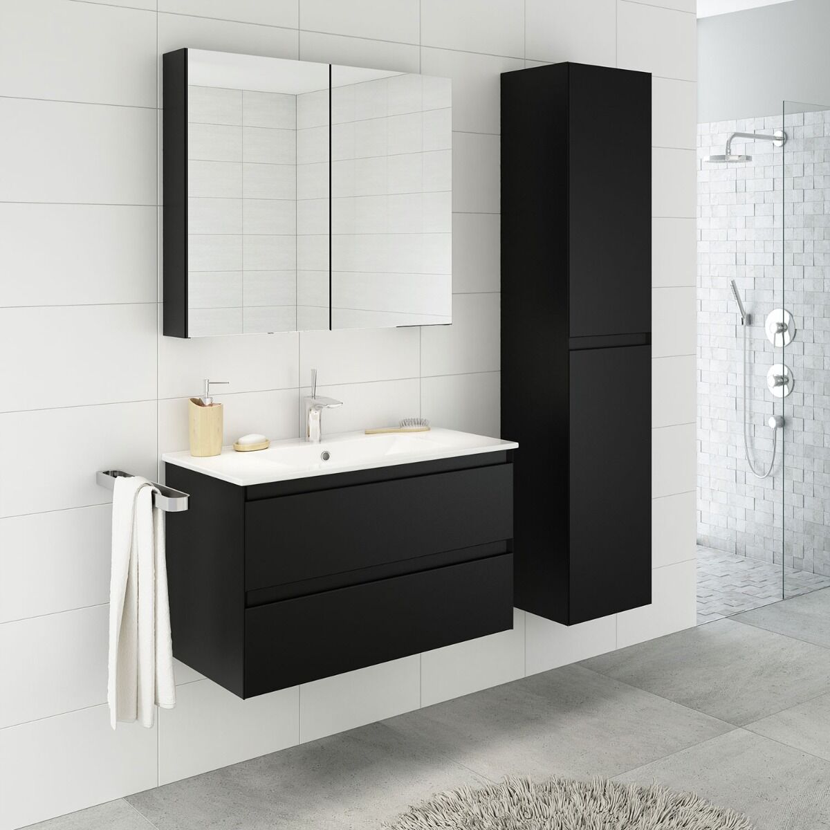 Noradesign 80 Cm Badeværelsesmøbel Sort Mat
