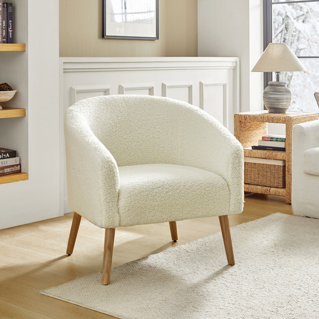Ophelia & Co. Briggitte Modern Boucle Armchair Ivory 77.47cm H X 78.74cm W X 71.12cm D