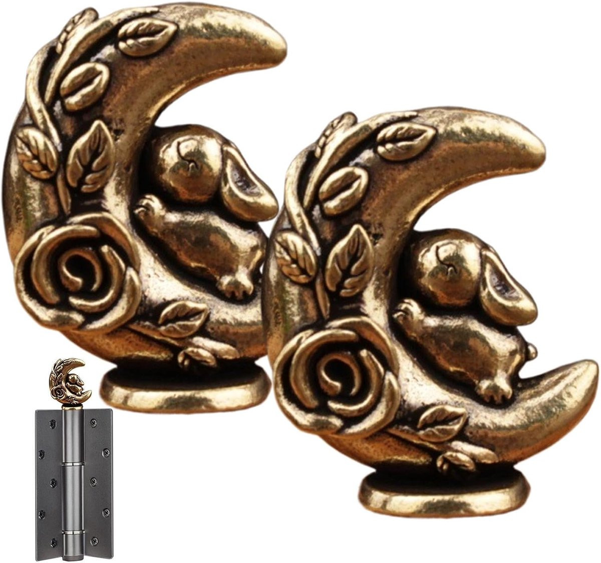 Set van 2 magnetische dier vorm deurscharnier decoratie toppers in messing voor het verfraaien van je meubels