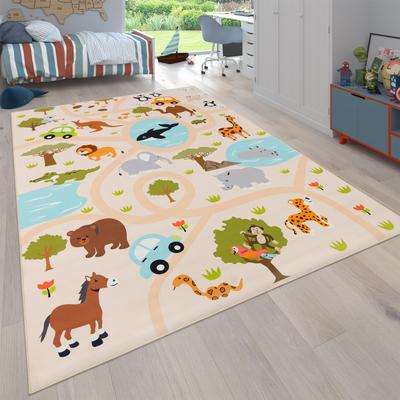 Kinderteppich PACO HOME "Bino 580", bunt (mehrfarbig), B:80cm H:4mm L:150cm, Polyester, Teppiche, Kinderteppich, Spielteppich, Motiv Straße & Autos, Kinderzimmer