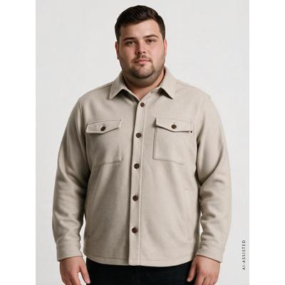Hemdjacke LERROS "Robuste und pflegeleichte Hemdjacke in großen Größen", Herren, Gr. 4XL, beige (foam weiß), 100% Polyester, Jacken