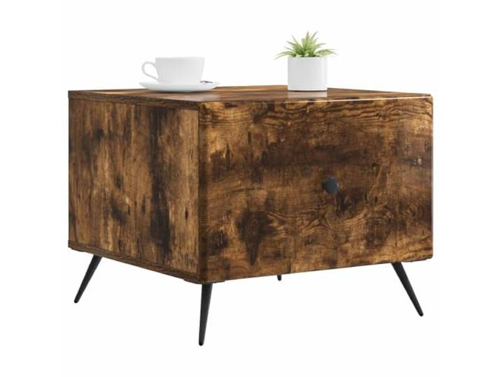 KTHLBRH Couchtisch, rechteckig, Eiche Rauchgrau, 49 x 50 x 40 cm Holztechnik, 1 Schublade, Vintage-Stil, pflegeleicht, max. Belastung 60 kg