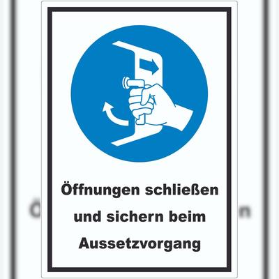 HB-Druck Öffnungen schließen und sichern beim Aussetzvorgang Aufkleber A5 (148x210mm)